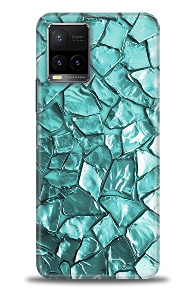 Rulet Aksesuar جراب سيليكون متوافق مع هاتف Vivo Y21S HD مطبوع + واقي شاشة سير...