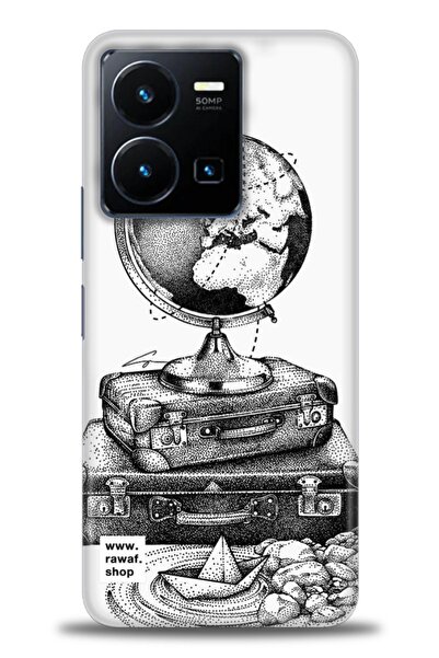 Rulet Aksesuar جراب سيليكون متوافق مع هاتف Vivo Y35 HD مطبوع + واقي شاشة سيرا...