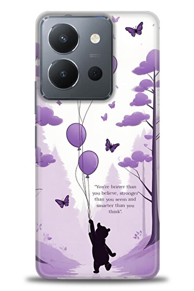 Rulet Aksesuar جراب سيليكون متوافق مع هاتف Vivo Y36 HD مطبوع + واقي شاشة سيرا...