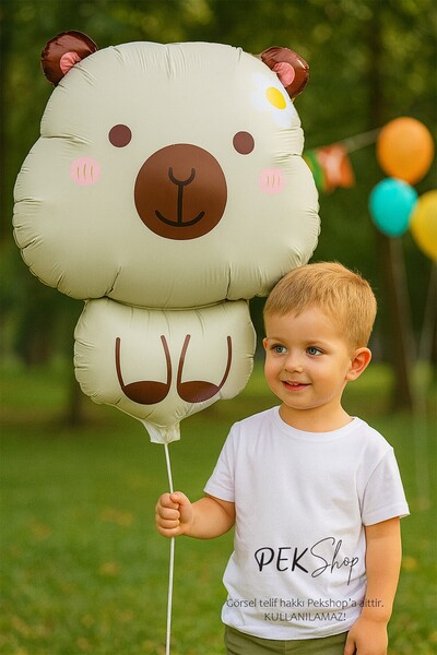PEKSHOP Krem Capybara Folyo Balon Kapibara Şekilli Balon KREM