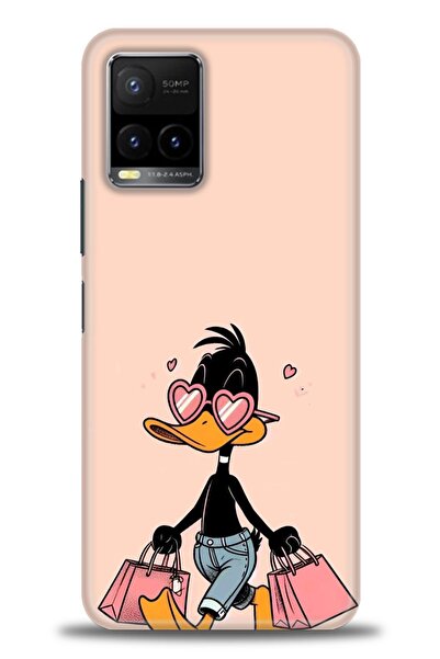 Rulet Aksesuar جراب سيليكون متوافق مع هاتف Vivo Y21 HD مطبوع + واقي شاشة سيرا...