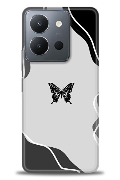 Rulet Aksesuar جراب سيليكون متوافق مع هاتف Vivo Y36 HD مطبوع + واقي شاشة سيرا...