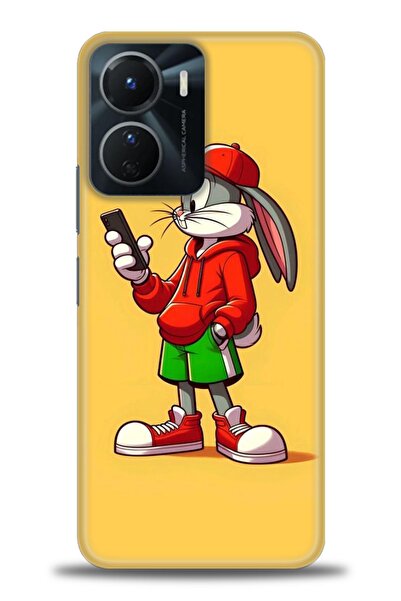 Rulet Aksesuar جراب سيليكون متوافق مع هاتف Vivo Y16 HD مطبوع + واقي شاشة سيرا...