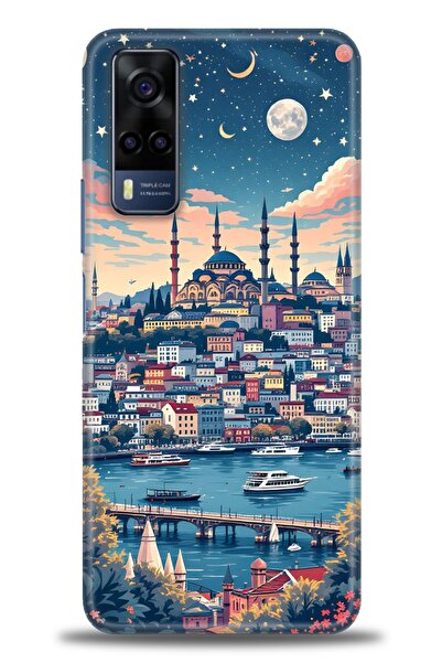 Rulet Aksesuar جراب سيليكون متوافق مع هاتف Vivo Y53S HD مطبوع + واقي شاشة سير...