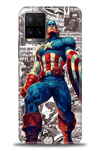 Rulet Aksesuar جراب سيليكون متوافق مع هاتف Vivo Y21 HD مطبوع + واقي شاشة سيرا...