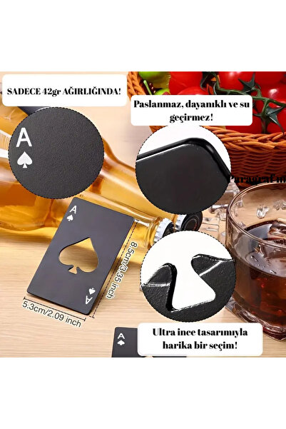 BGSignature Black Card-Shaped Metal Bottle Opener – Portable, Durable & Stylish Design - Ace of Spades Card Opener