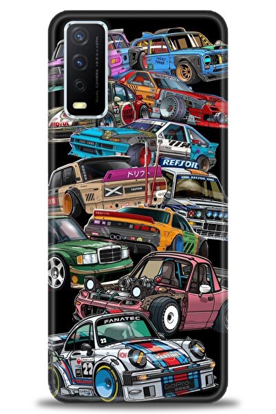 Rulet Aksesuar جراب سيليكون متوافق مع هاتف Vivo Y11S HD مطبوع + واقي شاشة سير...