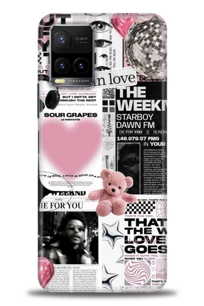 Rulet Aksesuar جراب سيليكون متوافق مع هاتف Vivo Y21 HD مطبوع + واقي شاشة سيرا...