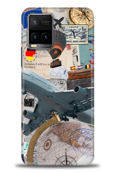 Rulet Aksesuar جراب سيليكون متوافق مع هاتف Vivo Y33S HD مطبوع + واقي شاشة سير...