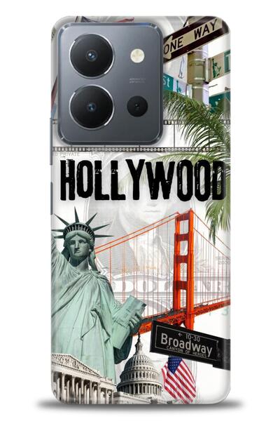 Rulet Aksesuar جراب سيليكون متوافق مع هاتف Vivo Y36 HD مطبوع + واقي شاشة سيرا...