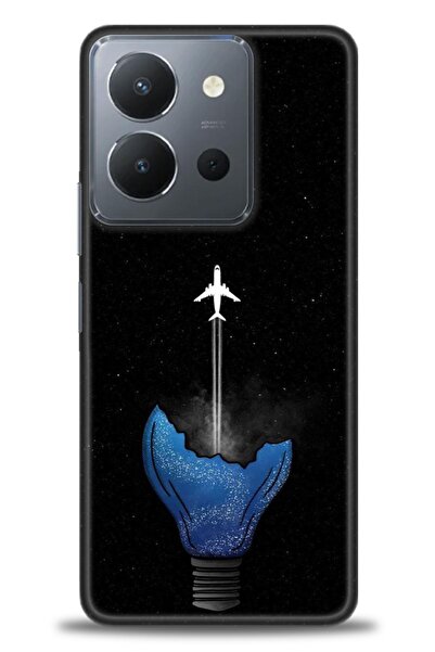 Rulet Aksesuar جراب سيليكون متوافق مع هاتف Vivo Y36 HD مطبوع + واقي شاشة سيرا...