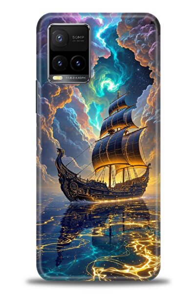 Rulet Aksesuar جراب سيليكون متوافق مع هاتف Vivo Y21S HD مطبوع + واقي شاشة سير...