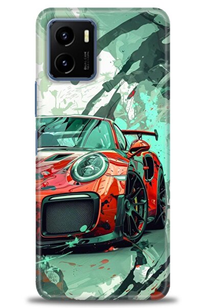 Rulet Aksesuar جراب سيليكون متوافق مع هاتف Vivo Y15S HD مطبوع + واقي شاشة سير...