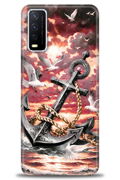 Rulet Aksesuar جراب سيليكون متوافق مع هاتف Vivo Y11S HD مطبوع + واقي شاشة سير...