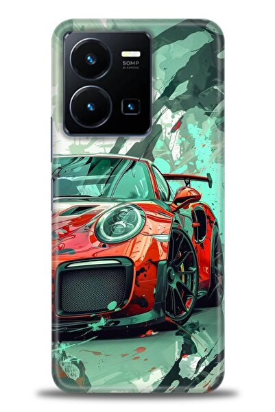 Rulet Aksesuar جراب سيليكون متوافق مع هاتف Vivo Y35 HD مطبوع + واقي شاشة سيرا...