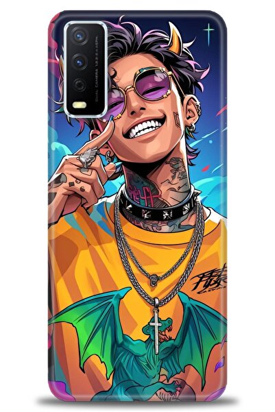 Rulet Aksesuar جراب سيليكون متوافق مع هاتف Vivo Y11S HD مطبوع + واقي شاشة سير...