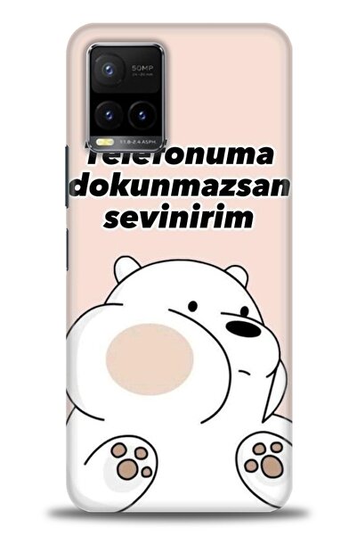 Rulet Aksesuar جراب سيليكون متوافق مع هاتف Vivo Y21 HD مطبوع + واقي شاشة سيرا...