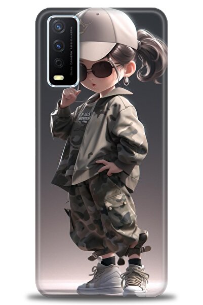 Rulet Aksesuar جراب سيليكون متوافق مع هاتف Vivo Y20 HD مطبوع + واقي شاشة سيرا...