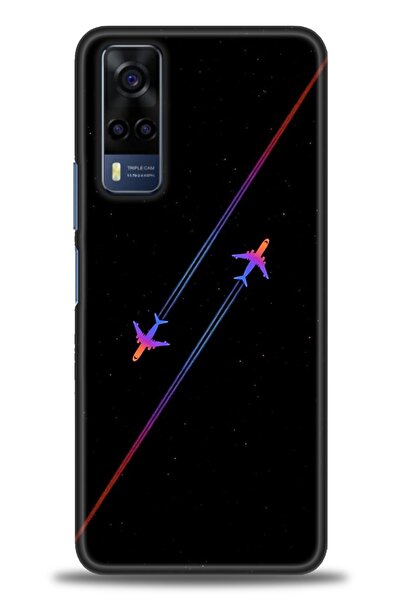 Rulet Aksesuar جراب سيليكون متوافق مع هاتف Vivo Y53S HD مطبوع + واقي شاشة سير...