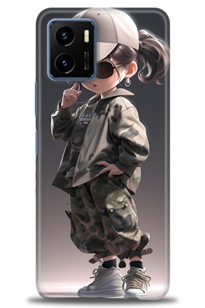 Rulet Aksesuar جراب سيليكون متوافق مع هاتف Vivo Y15S HD مطبوع + واقي شاشة سير...