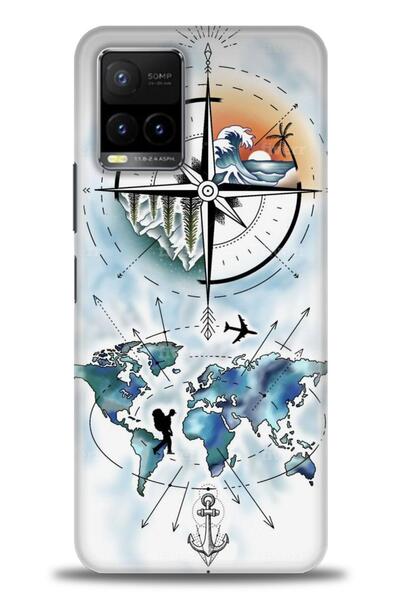 Rulet Aksesuar جراب سيليكون متوافق مع هاتف Vivo Y21 HD مطبوع + واقي شاشة سيرا...