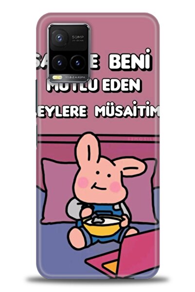 Rulet Aksesuar جراب سيليكون متوافق مع هاتف Vivo Y33S HD مطبوع + واقي شاشة سير...