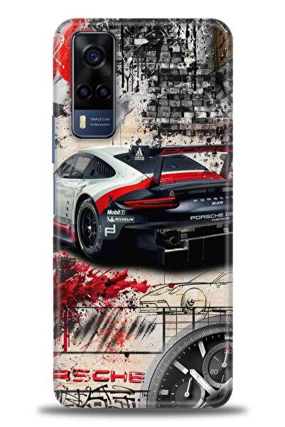 Rulet Aksesuar جراب سيليكون متوافق مع هاتف Vivo Y51 HD مطبوع + واقي شاشة سيرا...