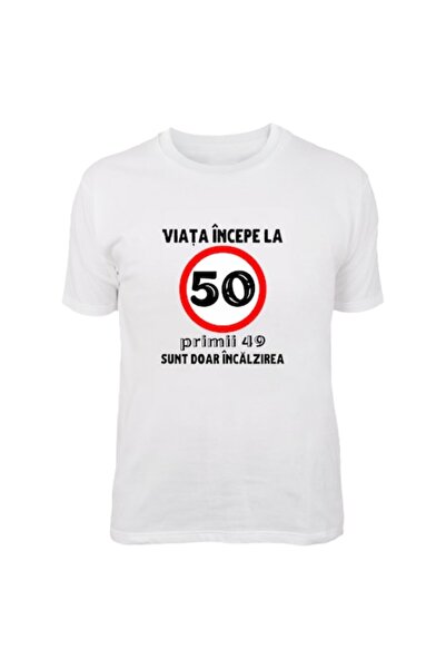 T&M Personalizare Tricou personalizat - Viața începe la 50 de ani, bumbac, L,...