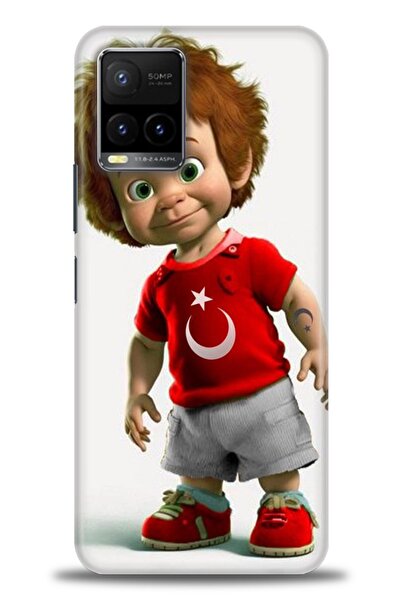 Rulet Aksesuar جراب سيليكون متوافق مع هاتف Vivo Y21 HD مطبوع + واقي شاشة سيرا...