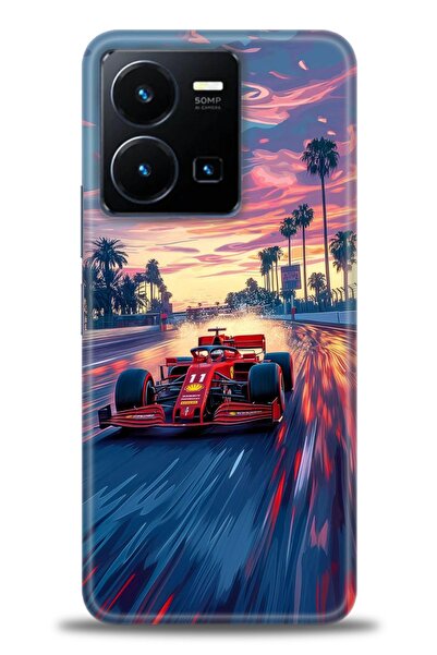 Rulet Aksesuar جراب سيليكون متوافق مع هاتف Vivo Y35 HD مطبوع + واقي شاشة سيرا...