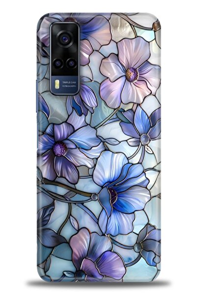 Rulet Aksesuar جراب سيليكون متوافق مع هاتف Vivo Y53S HD مطبوع + واقي شاشة سير...