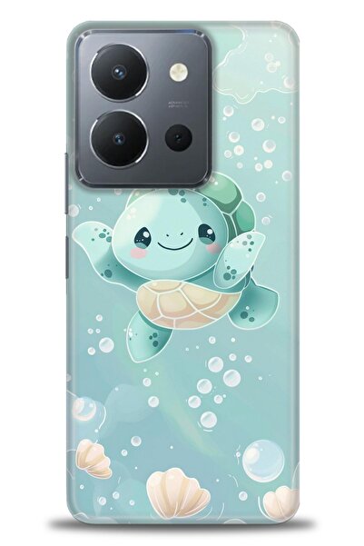 Rulet Aksesuar جراب سيليكون متوافق مع هاتف Vivo Y36 HD مطبوع + واقي شاشة سيرا...