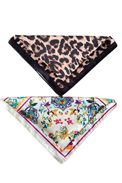 Rupen Kraft 2-piece satin bandana set - satin scarf & satin bag accessory - custom pattern bandana 45x50 cm