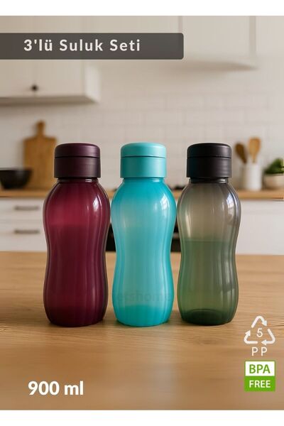 Jet's Home 3'lü Suluk Bpa Free Ofis-Spor-Okul Matarası PP-5 Siyah-Turuncu-Mav...