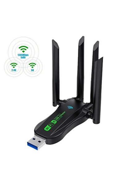 EvoSmart Adaptor Wireless P8, Dual-Band, 1300Mbps, WiFi Ethernet, USB 3.0, Rază lungă de acțiune, Negru