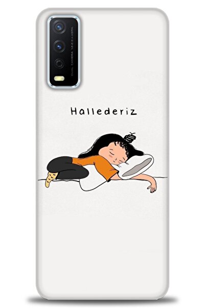 Rulet Aksesuar جراب سيليكون متوافق مع هاتف Vivo Y20S HD مطبوع + واقي شاشة سير...