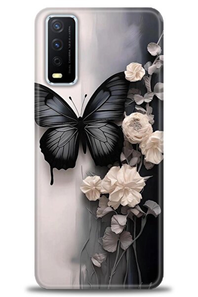 Rulet Aksesuar جراب سيليكون متوافق مع هاتف Vivo Y20 HD مطبوع + واقي شاشة سيرا...