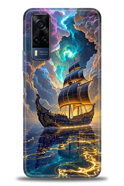 Rulet Aksesuar جراب سيليكون متوافق مع هاتف Vivo Y53S HD مطبوع + واقي شاشة سير...