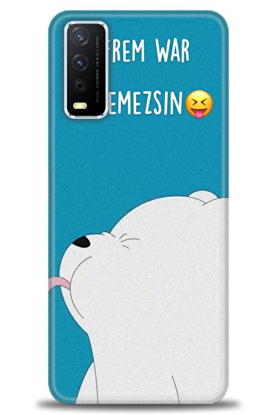 Rulet Aksesuar جراب سيليكون متوافق مع هاتف Vivo Y20 HD مطبوع + واقي شاشة سيرا...