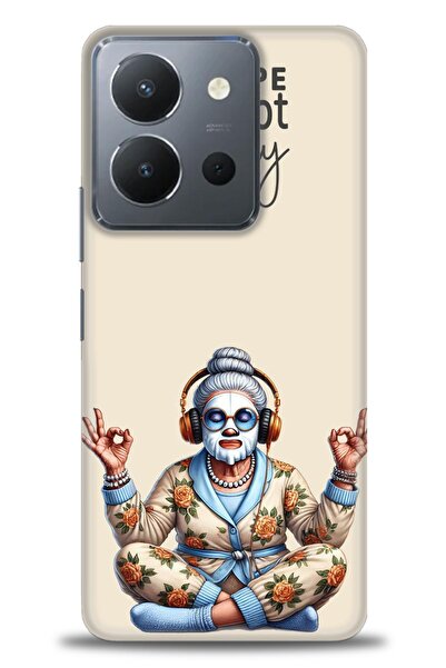 Rulet Aksesuar جراب سيليكون متوافق مع هاتف Vivo Y36 HD مطبوع + واقي شاشة سيرا...