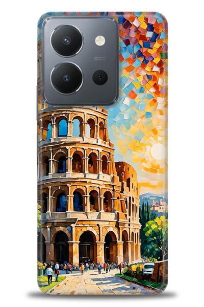 Rulet Aksesuar جراب سيليكون متوافق مع هاتف Vivo Y36 HD مطبوع + واقي شاشة سيرا...