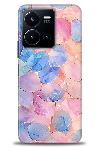 Rulet Aksesuar جراب سيليكون متوافق مع هاتف Vivo Y22S HD مطبوع + واقي شاشة سير...