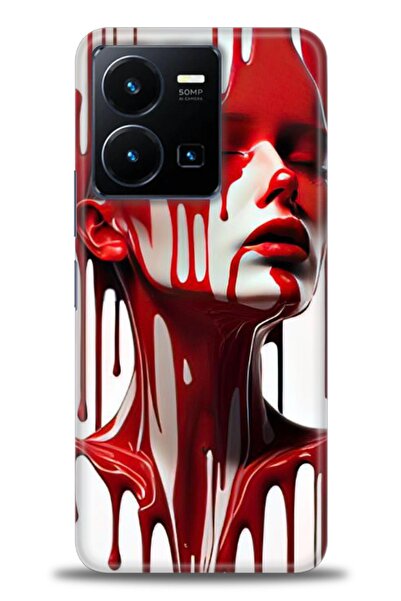 Rulet Aksesuar جراب سيليكون متوافق مع هاتف Vivo Y35 HD مطبوع + واقي شاشة سيرا...