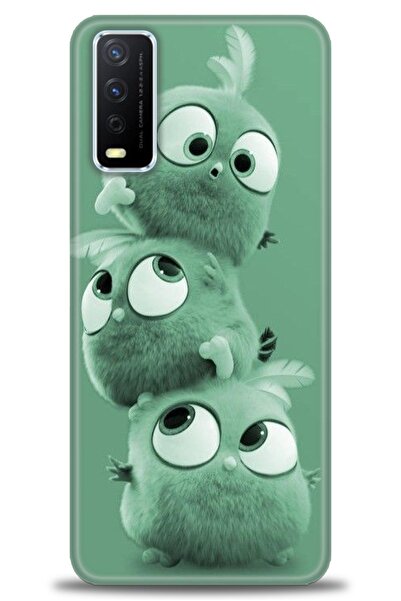 Rulet Aksesuar جراب سيليكون متوافق مع هاتف Vivo Y20S HD مطبوع + واقي شاشة سير...