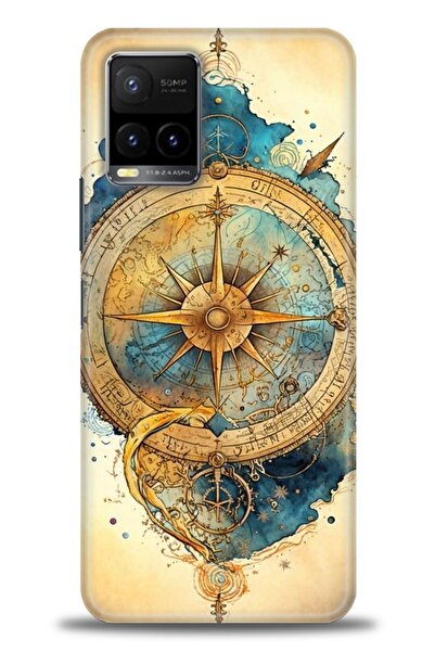 Rulet Aksesuar جراب سيليكون متوافق مع هاتف Vivo Y33S HD مطبوع + واقي شاشة سير...