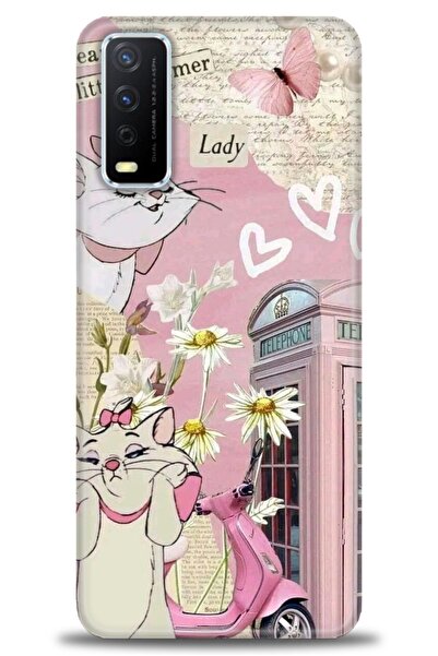 Rulet Aksesuar جراب سيليكون متوافق مع هاتف Vivo Y20S HD مطبوع + واقي شاشة سير...