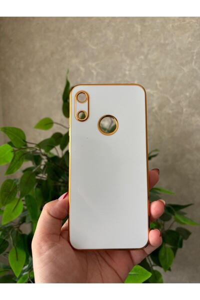 Hatreds Huawei Y6 2019 Kılıf Gold Kenarlı Kamera Koruma Çıkıntılı Parlak Tasa...