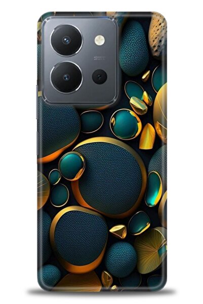 Rulet Aksesuar جراب سيليكون متوافق مع هاتف Vivo Y36 HD مطبوع + واقي شاشة سيرا...