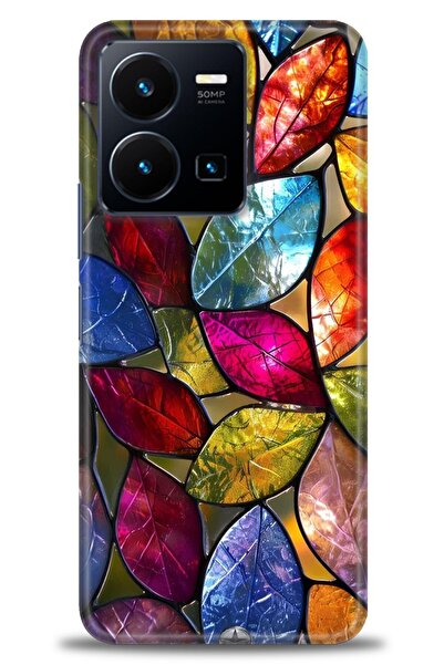 Rulet Aksesuar جراب سيليكون متوافق مع هاتف Vivo Y22S HD مطبوع + واقي شاشة سير...