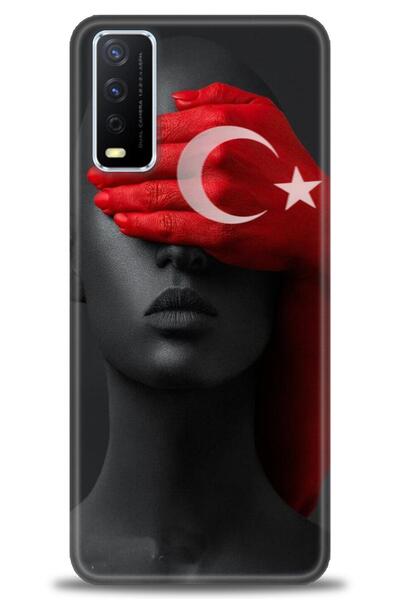 Rulet Aksesuar جراب سيليكون متوافق مع هاتف Vivo Y20S HD مطبوع + واقي شاشة سير...